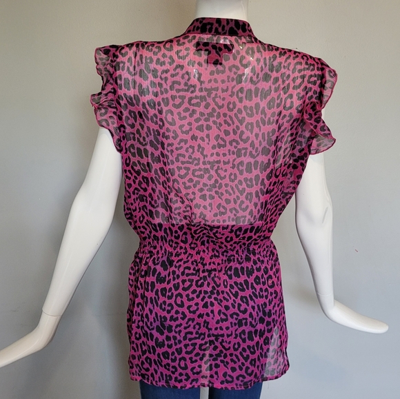 Rock & Roll Cowgirl Leopard Print Ruffle Top, VGUC, Size XXL - Picture 4 of 7